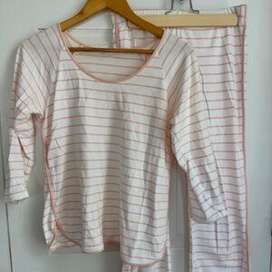Lake Pajamas Long-Long Cropped Set in Peach